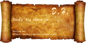 Deáky Henrik névjegykártya